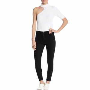 David Lerner front zip suede legging in black - large nwt